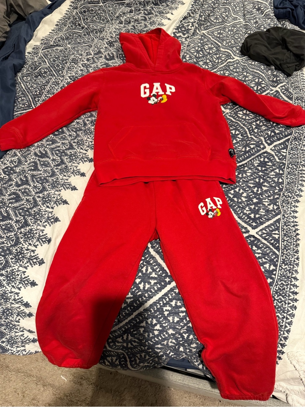 GAP Red Kids Hoodie and Sweatpants Set with Character Logo